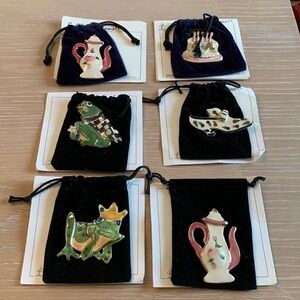 Lot of 6 ExClaynations Art to Wear pins with bags. All new - Make an offer!